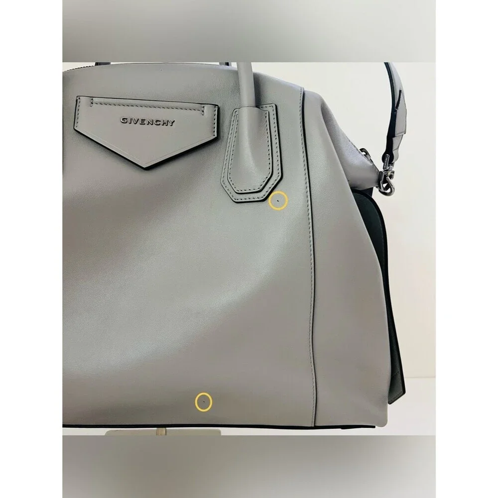 GIVENCHY Antigona Soft Medium Pearl Grey Leather Satchel